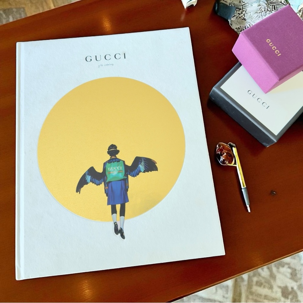 2017 Gucci Gift Catalog Complete W/Sticker Sheet, Price-list, & Invite Card.